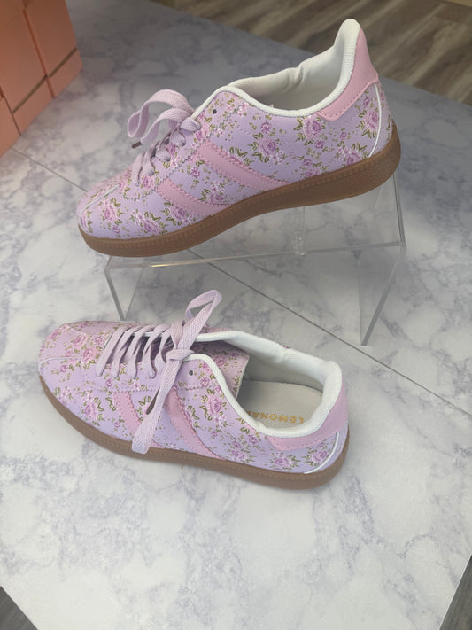 Whimsy Floral Sneakers in Lavender Rose - Ella Chic Boutique