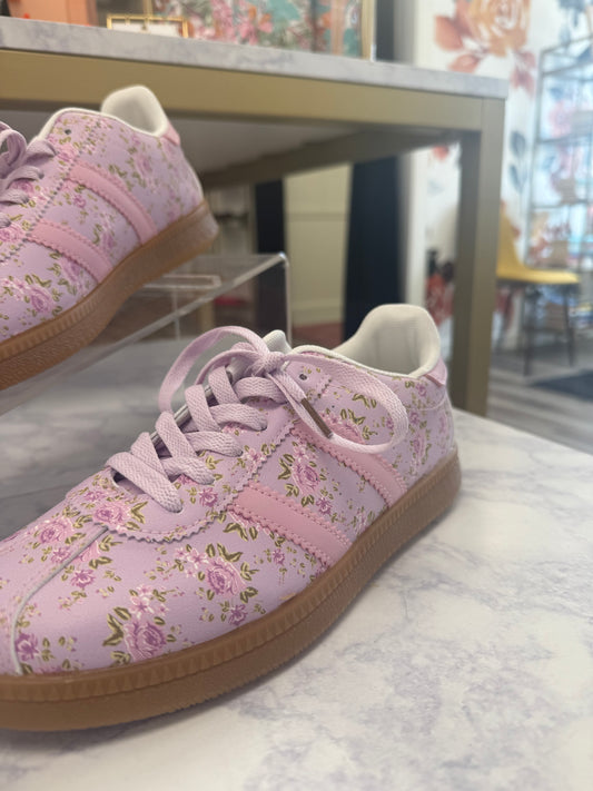 Whimsy Floral Sneakers in Lavender Rose - Ella Chic Boutique