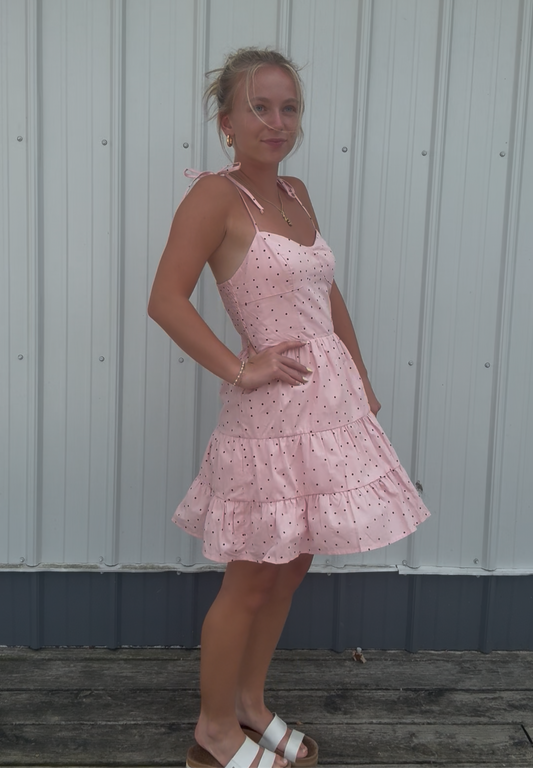 Leah Polka Dot Tie Strap Dress papermoon blush pink corset boutique summer