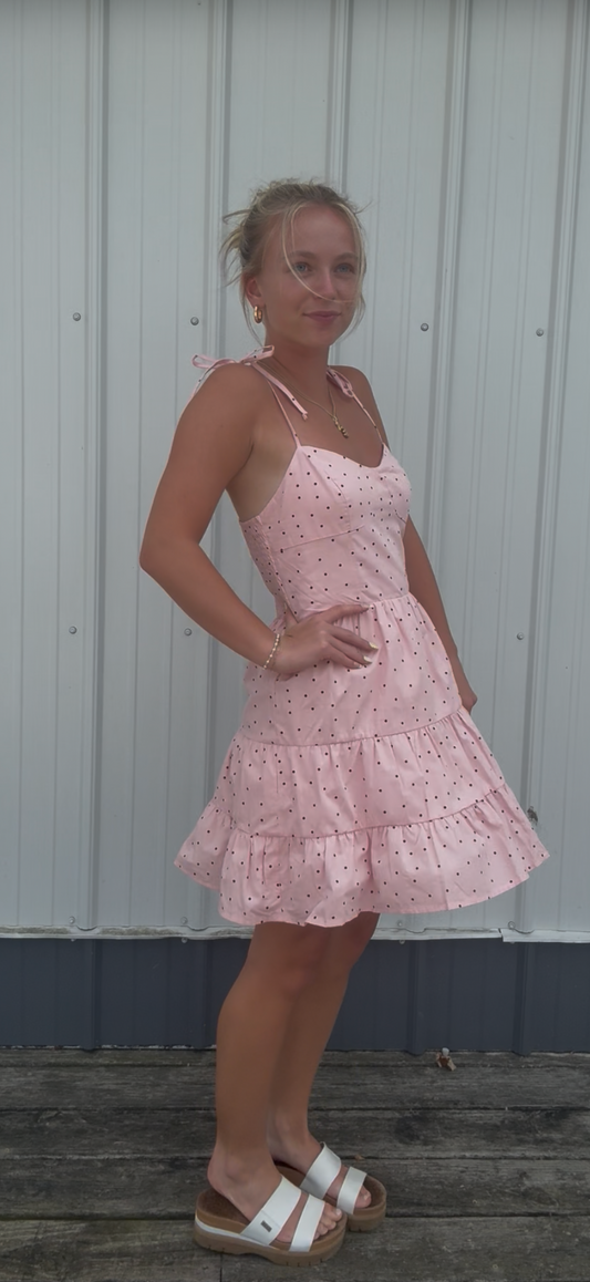 Leah Polka Dot Tie Strap Dress papermoon blush pink corset boutique summer