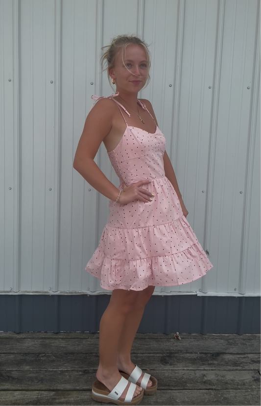 Leah Polka Dot Tie Strap Dress papermoon blush pink corset boutique summer
