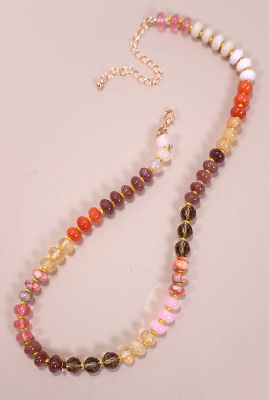 Natural Agate Glass Semi Precious Bead Necklace 210 jewelry - Ella Chic Boutique
