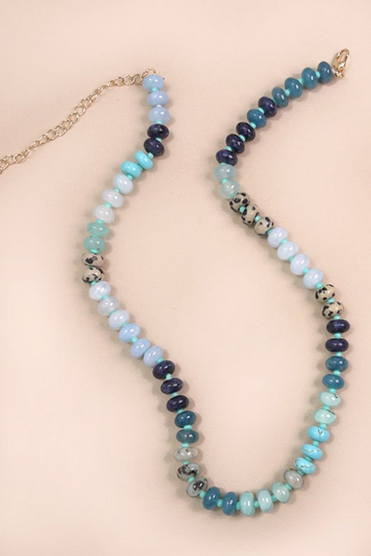 Natural Agate Glass Semi Precious Bead Necklace 210 jewelry - Ella Chic Boutique