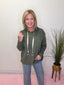 Dark Olive Hacci Brushed Hooded with Tie Detail 110 Tops- Ella Chic BoutiqueZenana