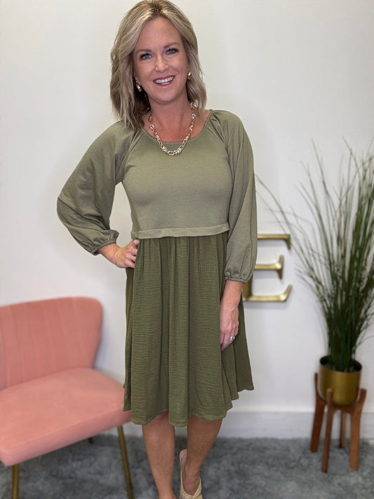 The Dawn Dress In Dusty Olive