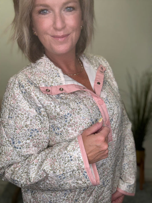 Ditsy Floral Printed Quilted Jacket - Ella Chic Boutique