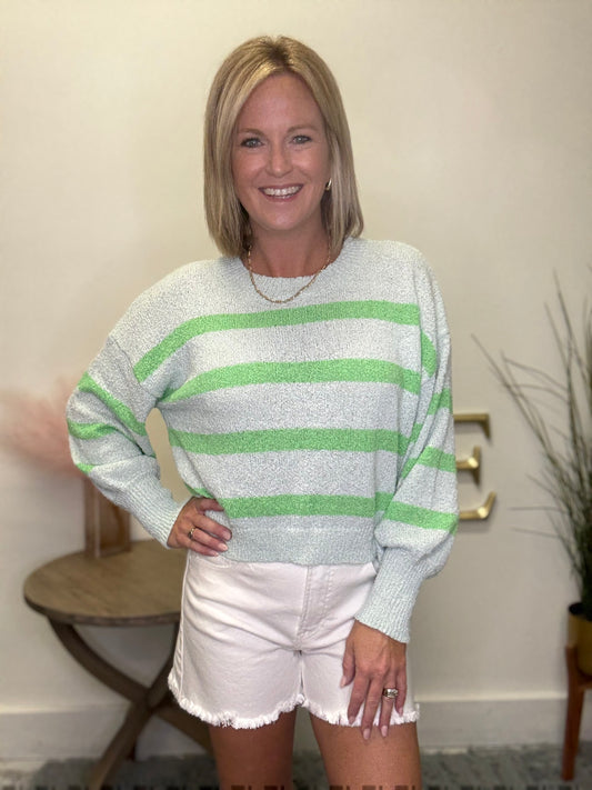 Always Ready Mint Striped Knit Top