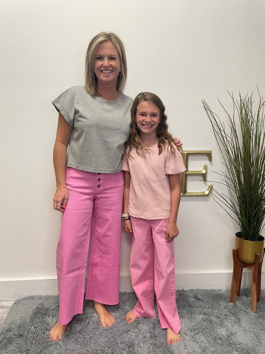 On Trend Pink Wide Leg Jeans - Girls