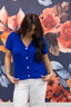 Walk Right In Royal Blue Short Sleeve Sweater Top
