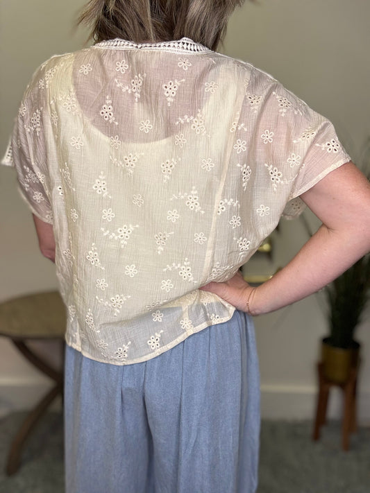 For Anything Trim Detailed Embroidered Top - Ella Chic Boutique
