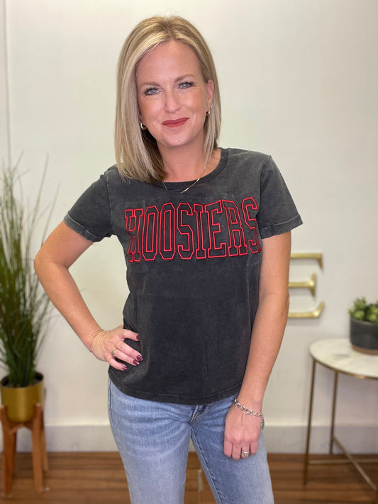 Hoosiers Washed and Cuffed Tee Shirt - Ella Chic Boutique
