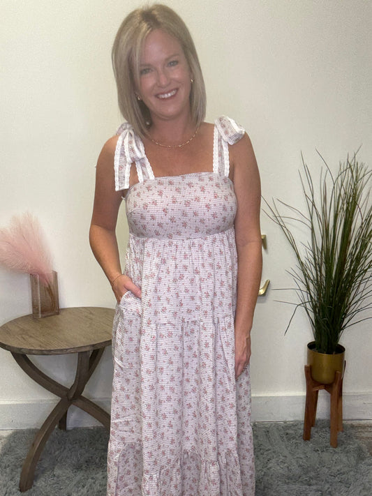 Glorious Gingham and Floral Dress - Ella Chic Boutique