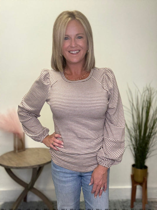 Proud Puff Sleeve Striped Top - Ella Chic Boutique