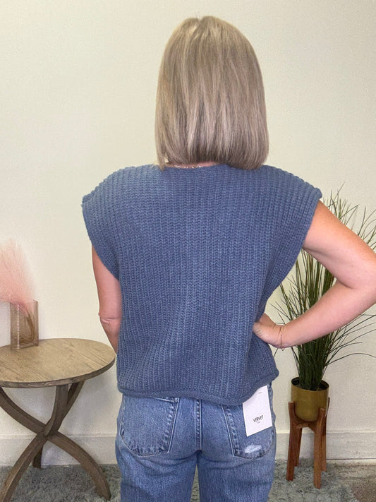 Big Metal Button Front Sweater Vest - Ella Chic Boutique