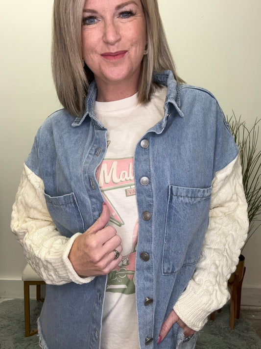 Mixed Media Denim Jacket
