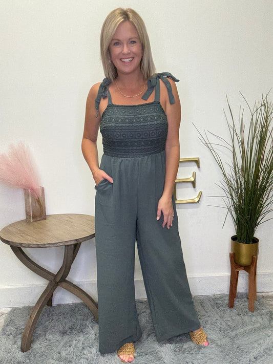 Especially Perfect Dark Teal Jumpsuit