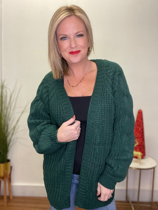 Beautiful Green Chunky Cardigan Sweater - Ella Chic Boutique