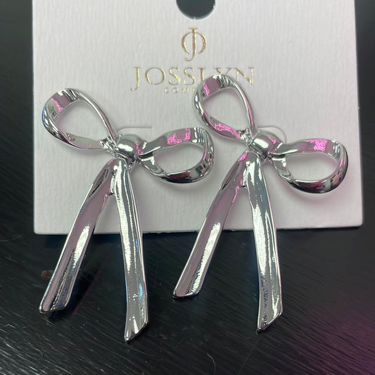 Swing Around Bow Earrings in Silver - Ella Chic Boutique