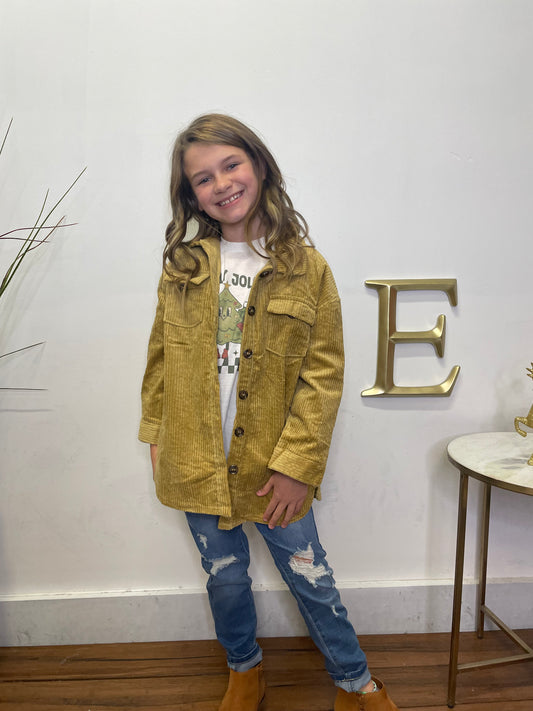 Girls Make it Best Mustard Corduroy Shacket - Ella Chic Boutique