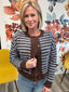 Soft Spot Chocolate Striped Button Cardigan
