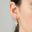 14K White Gold Dipped Pearl Cross Drop Mini Huggie Hoop Earrings - Ella Chic BoutiqueSensibling Corp.
