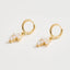14K White Gold Dipped Pearl Cross Drop Mini Huggie Hoop Earrings - Ella Chic BoutiqueSensibling Corp.
