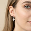 14K White Gold Dipped Pearl Cross Drop Mini Huggie Hoop Earrings - Ella Chic BoutiqueSensibling Corp.