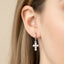 14K White Gold Dipped Pearl Cross Drop Mini Huggie Hoop Earrings - Ella Chic BoutiqueSensibling Corp.