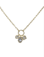 18K Open Circle with Rhinestone Charm Gold 16"-18" Necklace