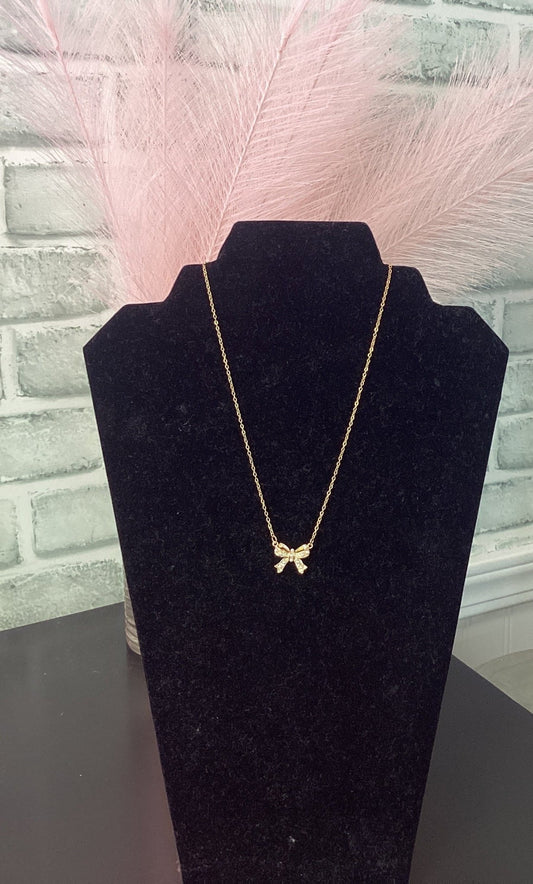 18k Stainless Steel Tarnish Free Bow Necklace