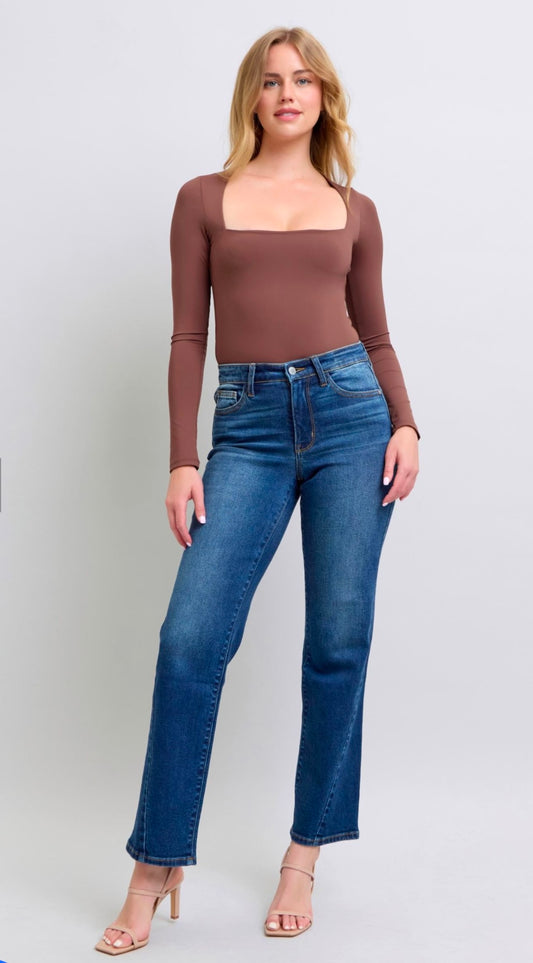 Judy Blue Midrise Side Seam Straight Jeans