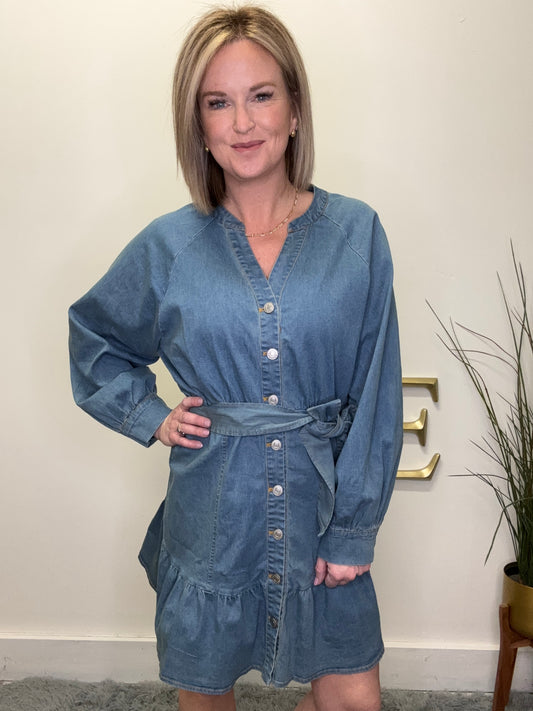 So Quaint Denim Dress - Ella Chic Boutique
