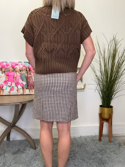 Houndstooth Miniskirt in Olive
