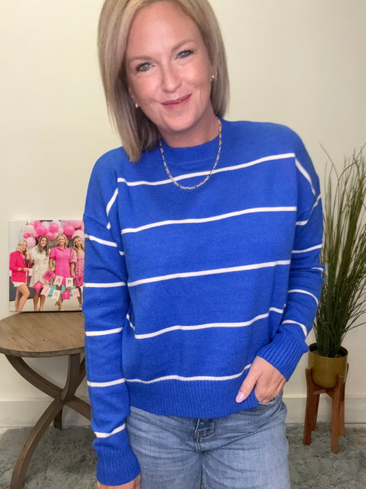 Brilliantly Blue Striped Sweater Top
