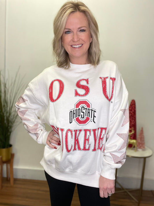 Stars For Ohio State Oversized Sweatshirt - Ella Chic Boutique