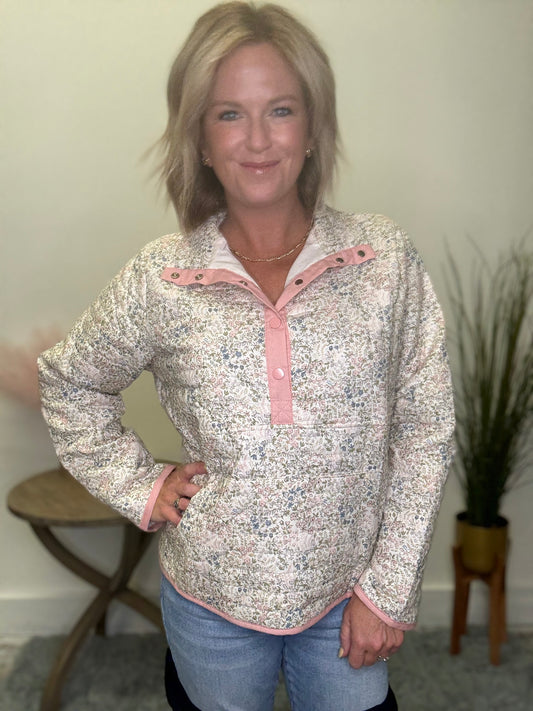Ditsy Floral Printed Quilted Jacket