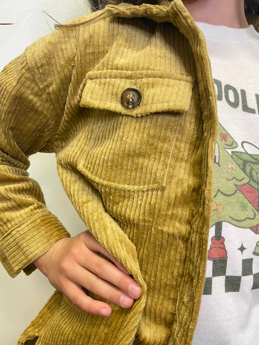 Girls Make it Best Mustard Corduroy Shacket - Ella Chic Boutique