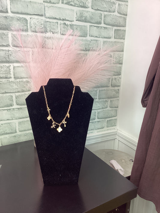 Charm Necklace-clover Bow Cross Heart Flower