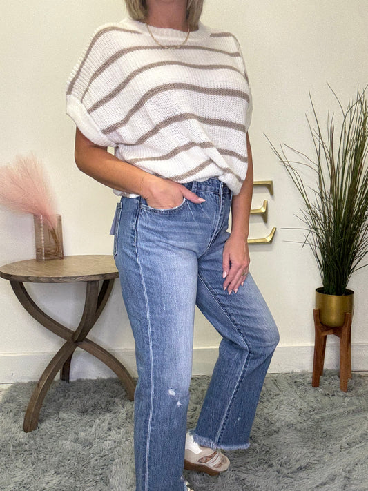 High Rise Cropped Straight Jeans by Vervet - Ella Chic Boutique