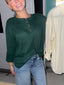 3/4 Tab Sleeve Henley Knit Top in Green 110 Tops - Ella Chic Boutique