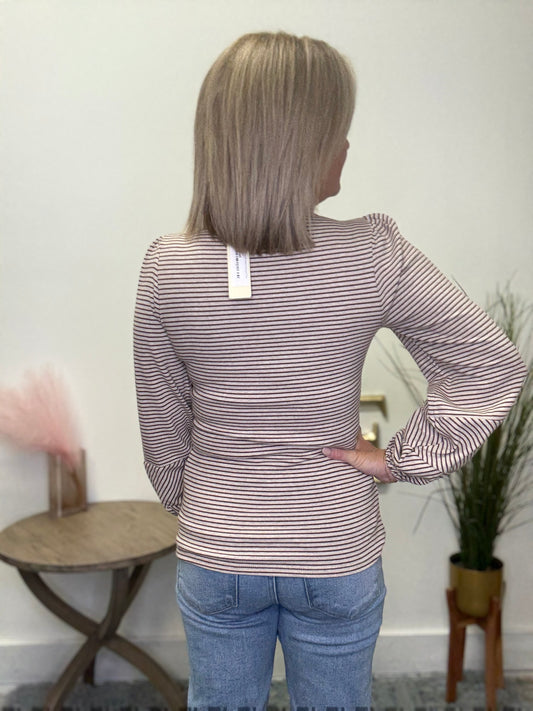 Proud Puff Sleeve Striped Top - Ella Chic Boutique
