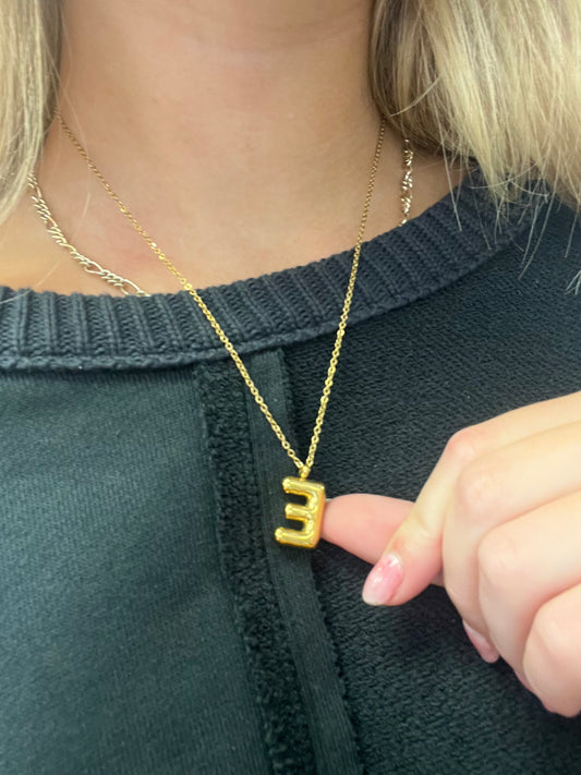 Kendra bubble letter initial gold necklace 