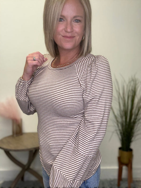Proud Puff Sleeve Striped Top - Ella Chic Boutique