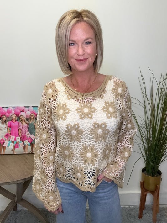Flower Crochet Knit Top