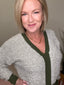Better Together Contrast Knit V-neck Sweater in Olive