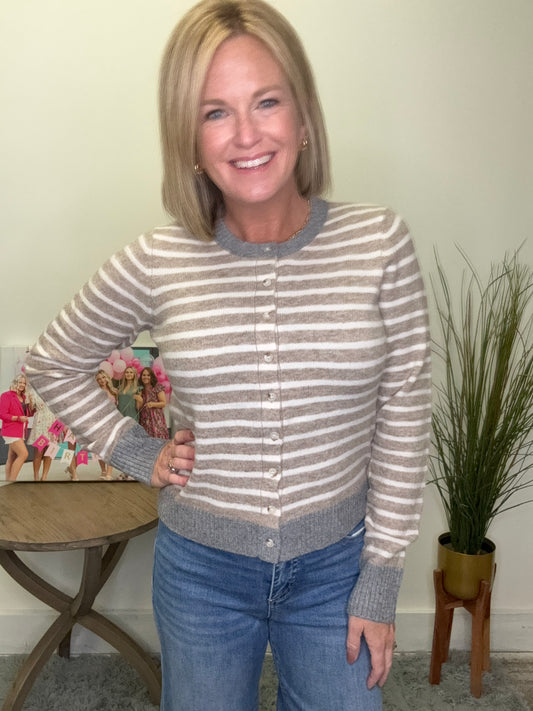 See the Stripes Button Down Cardigan