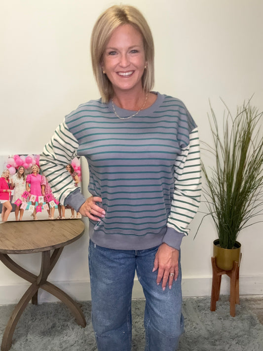 Believe it Striped Pullover Sweatshirt Top - Ella Chic Boutique