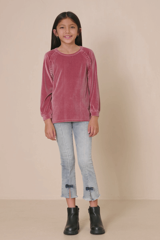 Girls Ruffled Brushed Rib Top