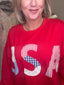 4th of July Multi Pattern Patch Bow Sweatshirt Top