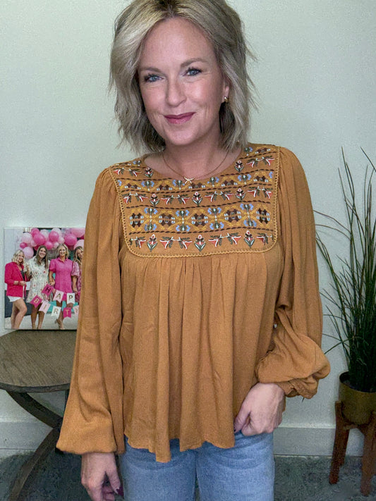 Autumn Arrives Embroidered Blouse